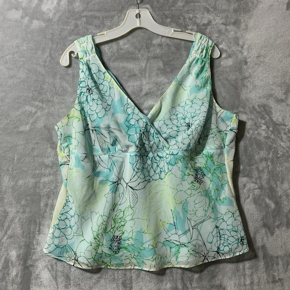 Nine & Co Y2K Babydoll Floral Tank Top So 14 Green Whimsigoth Fairy Grunge Flowy - Picture 1 of 11